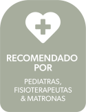 Sello: Recomendado por pediatras, fisioterapeutas & matronas