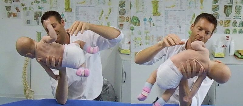 Baby Test Seitkippreaktion links rechts im Vergleich