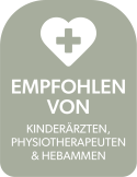 Siegel: Empfohlen von Kinderärzten, Physiotherapeuten & Hebammen